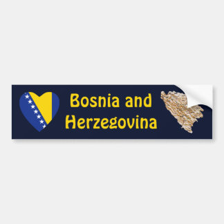Bosnia Herzegovina Flag Heart + Map Bumper Sticker