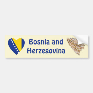Bosnia Herzegovina Flag Heart + Map Bumper Sticker