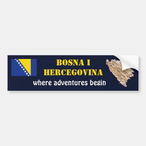 Bosnia Herzegovina Flag  Map Bumper Sticker