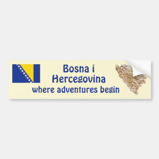Bosnia Herzegovina Flag + Map Bumper Sticker