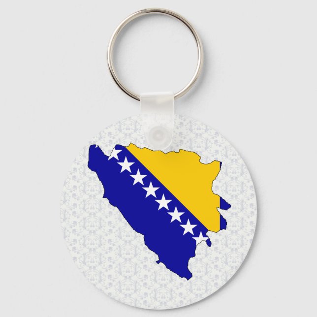 Bosnia Herzegovina Flag Map full size Keychain (Front)