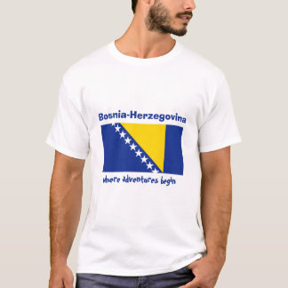 Bosnia Herzegovina Flag + Map + Text T-Shirt