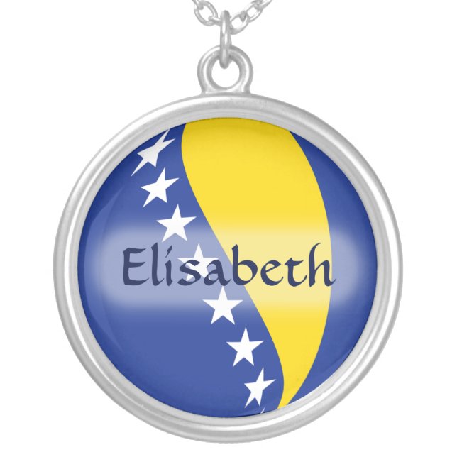 Bosnia Herzegovina Flag + Name Necklace (Front)