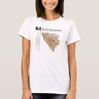 Bosnia Herzegovina Map + Flag + Title T-Shirt