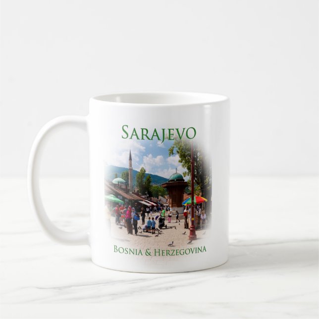 Bosnia & Herzegovina: Sarajevo and Mostar Coffee Mug (Left)