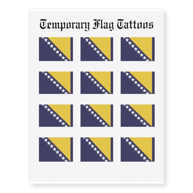 Bosnia Herzgovina Flag Temporary Tattoos (Front)