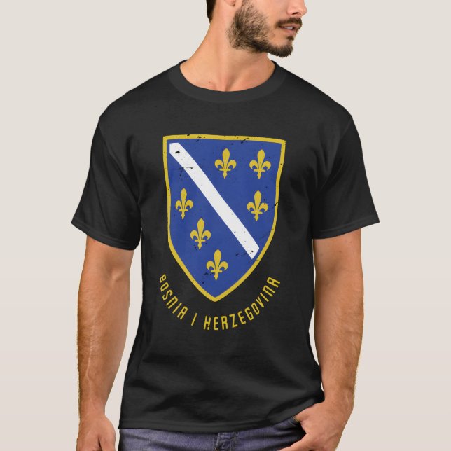 Bosnia Herzigovina Blue Flag Bosnian T-Shirt (Front)