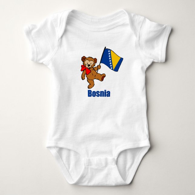 Bosnia Teddy Bear Baby Bodysuit (Front)