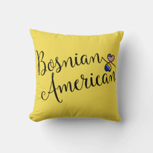 Bosnian American Entwined Hearts Throw Pillow