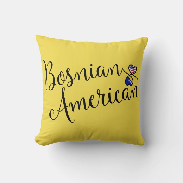 Bosnian American Entwined Hearts   Throw Pillow (Front)