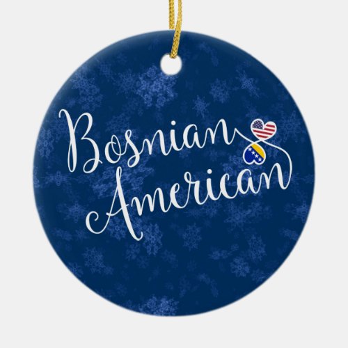 Bosnian American Hearts Christmas Tree Ornament Ceramic Ornament