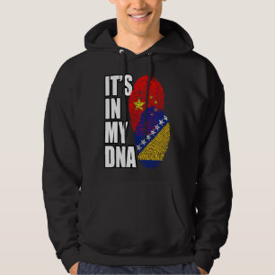 Bosnian And Chinese Mix DNA Flag Heritage Hoodie