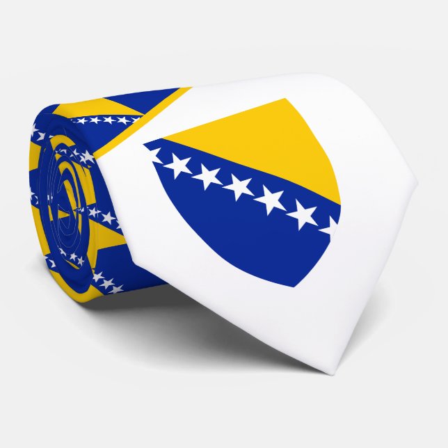 Bosnian Coat of Arms & Flag, Bosnia & Herzegovina Neck Tie (Rolled)