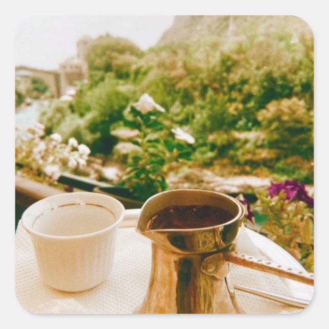 Bosnian Coffee break in Mostar  Square Sticker (Front)