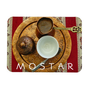 Bosnian coffee set Mostar fridge magnet