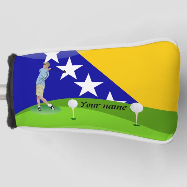 Bosnian flag golf head cover (Front)