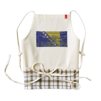 Bosnian Flag on Rough Wood Boards Effect Zazzle HEART Apron