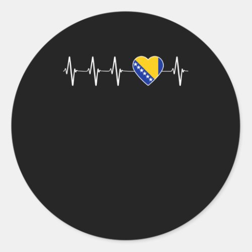 Bosnian Heartbeat I Love Bosnia And Herzegovina Classic Round Sticker