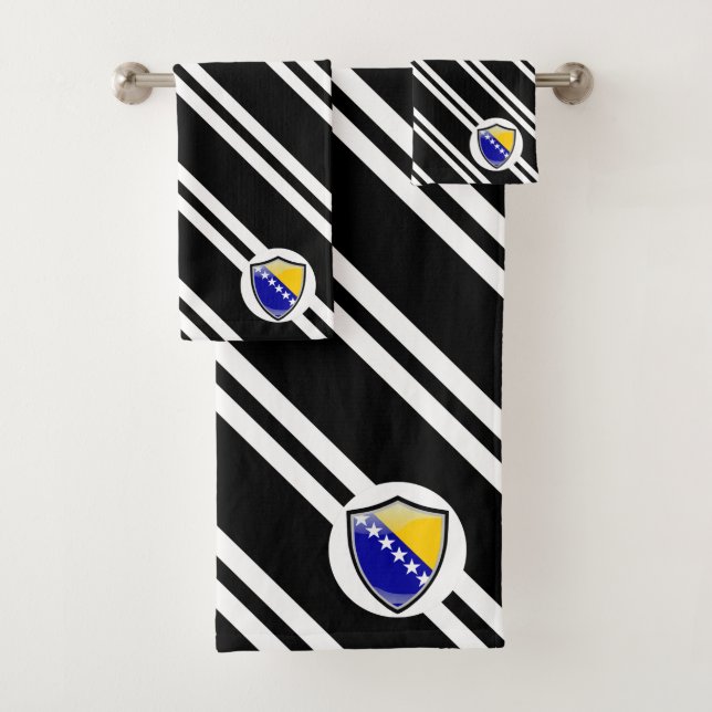 Bosnian shield flag bath towel set (Insitu)