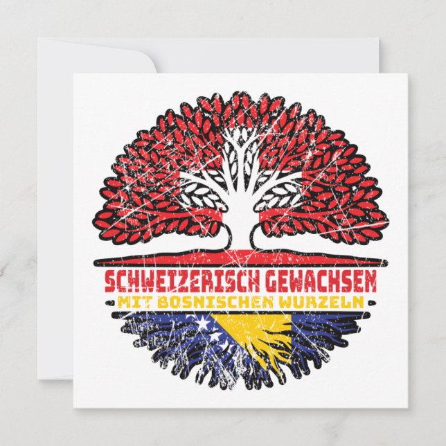 Bosnien Bosnisch Schweizer Schweiz Baum Wurzel Card (Front)