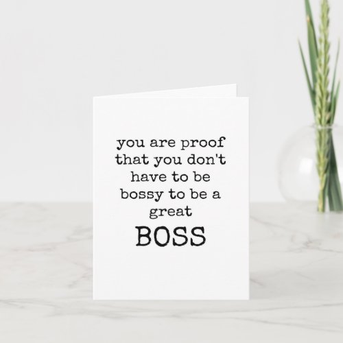Boss Appreciation Best Boss Minimalist Typed Card