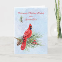 Boss Appreciation Business Christmas Red Cardinal