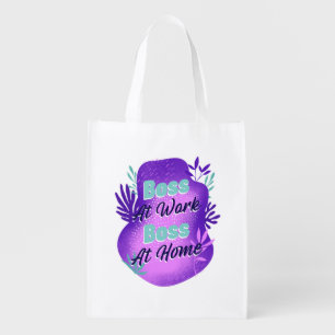 Boss At Work Boss At Home Working Mom T-shirt Grocery Bag