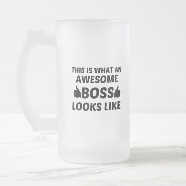 BOSS AWESOME FROSTED GLASS BEER MUG (Left)