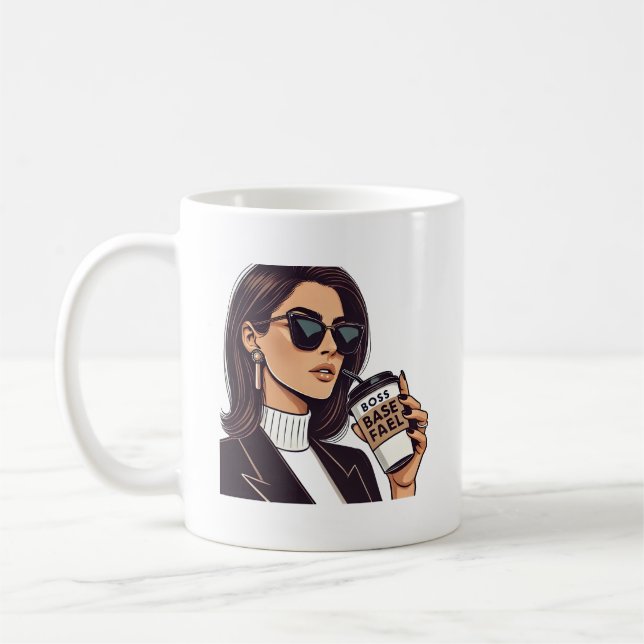 Boss Babe Fuel - Stylish Woman with Coffee Cup (Left)