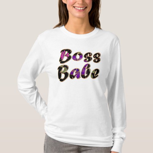 Boss Babe in Black Floral T_Shirt