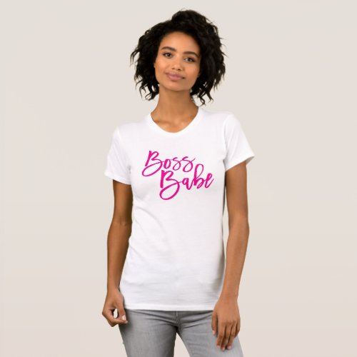 BOSS BABE minimal script trendy work quote pink T_Shirt