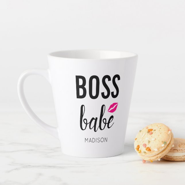 Boss Babe Personalize | Pink Kiss | Pink Lips Latte Mug (In Situ)