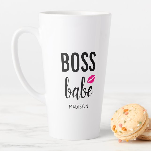Boss Babe Personalize | Pink Kiss | Pink Lips Latte Mug (In Situ)