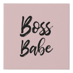 Boss Babe Quote Black Pink Simple Typography Faux Canvas Print