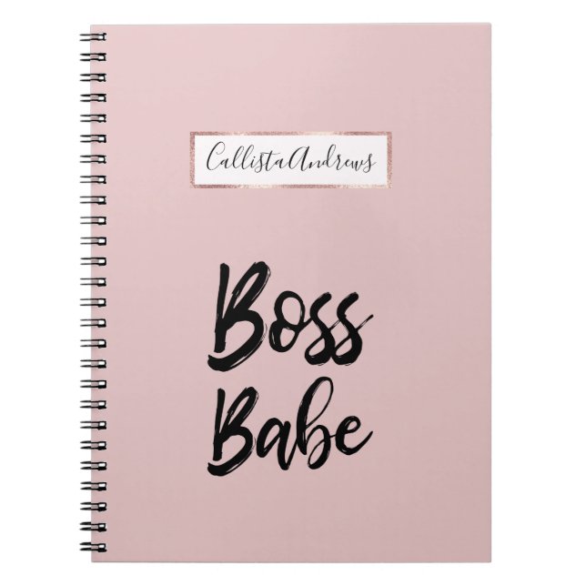 Boss Babe Quote Black Pink Simple Typography Notebook (Front)