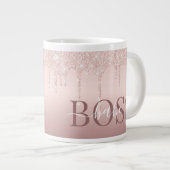 Boss Babe Rose Gold Glitter Glam Giant Coffee Mug (Front Right)