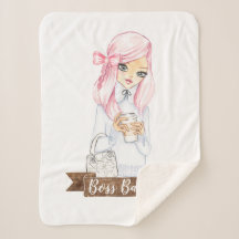 Boss Babe throw sherpa blanket for cozy home