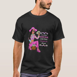 Boss Babe women pastel pink plaid melanin queen qu T-Shirt