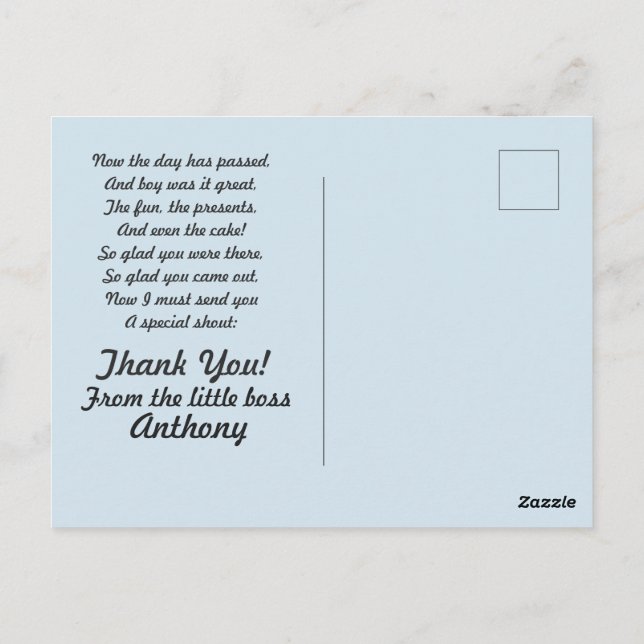 Boss Baby Thank you Postcard (Back)