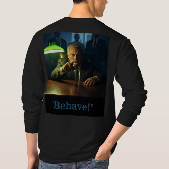 Boss behave men black long sleeve T-shirt back (Back)