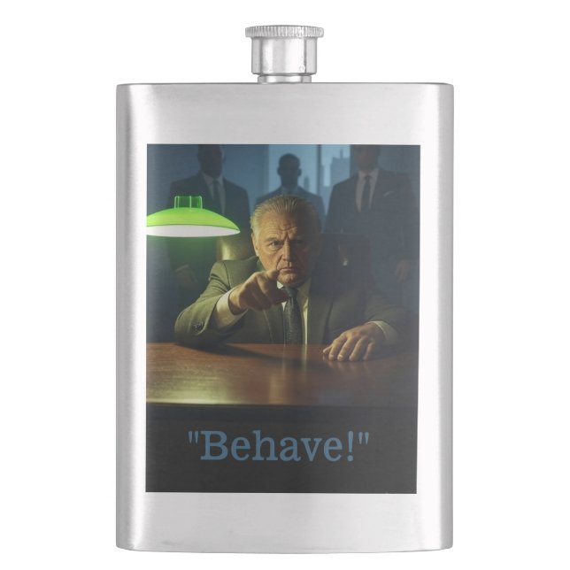 Boss behave stainless steel flask (Front)