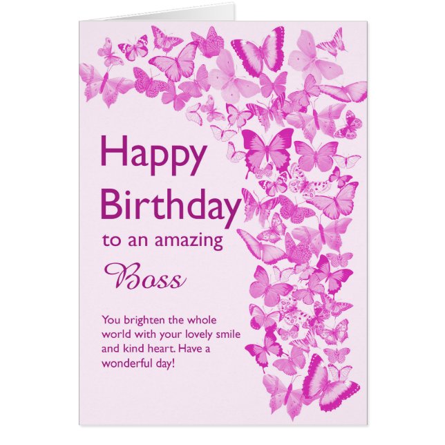 Boss Birthday Butterflies Cards (Front)