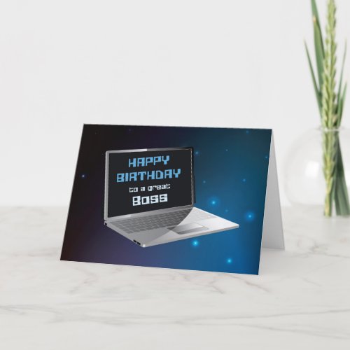 Boss Birthday From All of Us with Computer Card