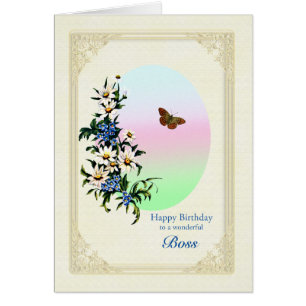 Boss Birthday with Flowers Cards