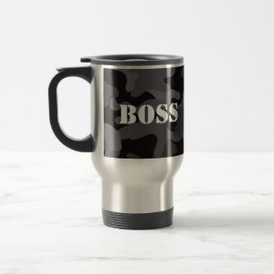 Boss Black Camo Beverage Travel Coffee Mug