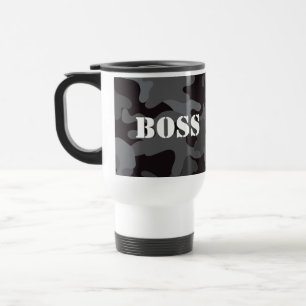 Boss Black Camo Beverage Travel Coffee Mug