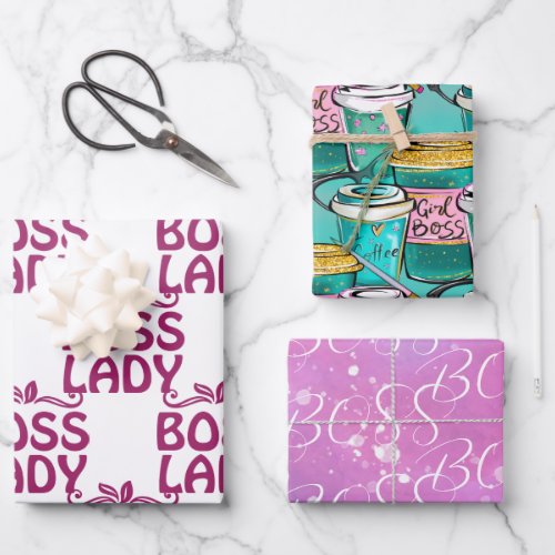 BOSS Boss Lady Girl Boss Word Text Design  Wrapping Paper Sheets