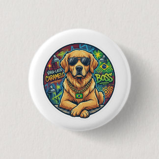 Boss Caramel Dog Street Meme Sticker Button