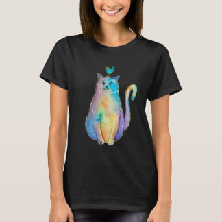 Boss Cat and Bird, Master of Balance, Funny Animal T-Shirt