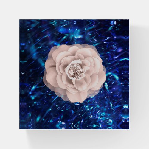 Boss Coworker Blue Holograph Navy Abstract Rose Paperweight